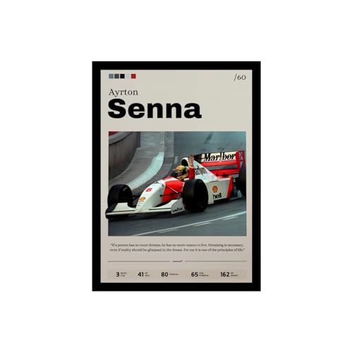 Image of BLINKART Ayrton Senna | F1 Racing Player | Synthetic Wood Photo Framed Wall Hanging Poster Room & Office Bedroom Living Boys And Girl Room Home Wall Hanging | Decorative Wall Art for Motorsport Fans | 13x10 Inches