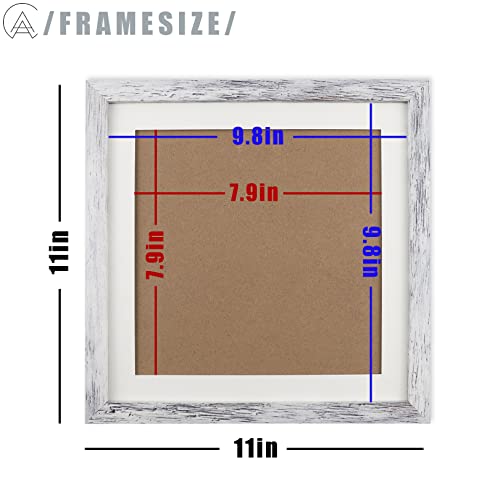 Aevete Distressed White 10X10 Picture Frames Square With 8X8 Mat For Wall Tabletop #TOP5