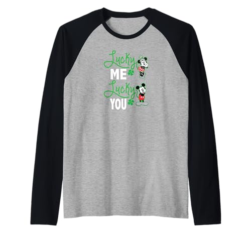 T-shirt Mickey Minnie Saint-Patrick avec manches raglan style baseball Disney