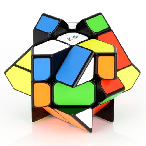 Image of QiYi Fisher Cube S Tiled (Black-Base) Speed Cube | 3x3x3 Shape Mod Puzzle with Florian-Style Pieces | Durable Stickerless Tiled Design, 55.5mm Compact Brain Teaser Puzzle