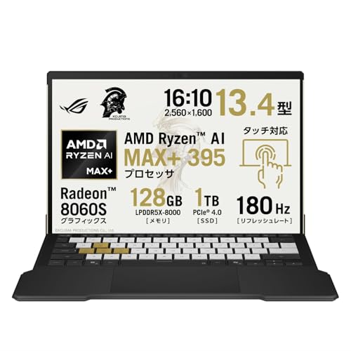 ASUS �Q�[�~���O�m�[�gPC ROG Flow Z13-KJP GZ302EAC 13.4�C���` AMD Ryzen AI MAX+ 395 ������ 128GB SSD 1TB ���t���b�V�����[�g180Hz �f�^�b�`���u�� �C���~�l�[�g�L�[�{�[�h ���{��