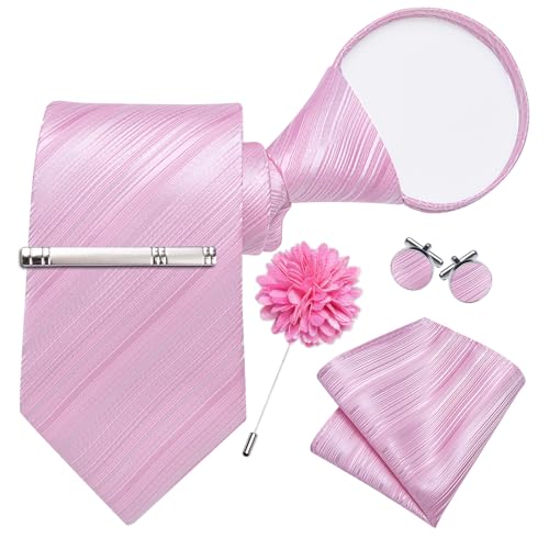 Image of DiBanGu Silk Pre-tied Ties for Men Formal Adjustable Necktie Set | 6PCS,Zipper Tie,Pocket Square,Cufflinks,Tie Clip & Lapel Pin,Wrinkle-Resistant,Premium Gift Box,Formal Business Wedding Party