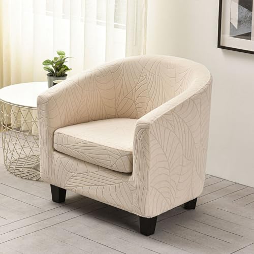 Funda Chesterfield 2 piezas en color beige para sillón club elástico 3
