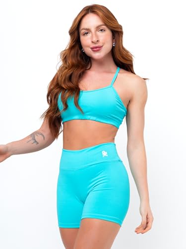 Kit 2 Conjunto Fitness Top Alça Short Legging Liso Meia Coxa Poliamida Zero Transparência Academia(R