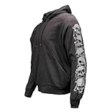 Milwaukee Leather Men's Bare Bones Black Reflective Skull CE Armored Riding Hoodie, Shoulder and Elbow Armor - MPM1797 - Small