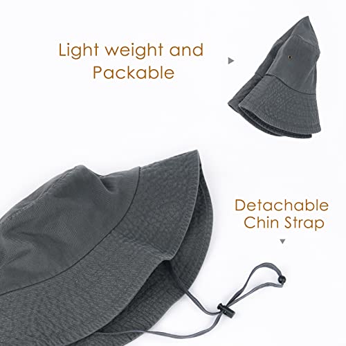 Furtalk Bucket Hats For Women Cotton Packable Summer Beach Sun Hats Mens Womens Bucket Hat For Travel (Grey, Medium) #TOP4