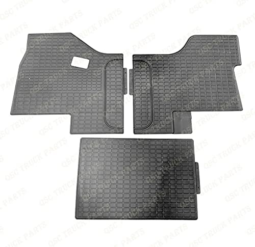 QSC Truck Rubber Floor Mats 3PCS Set compatible with Kenworth T680 T800 Peterbilt 567 579