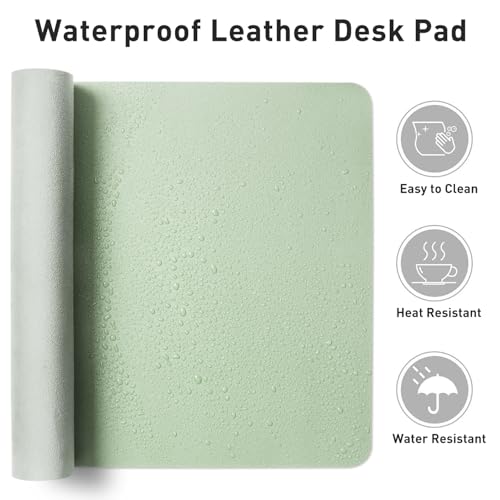 Image of Aothia Large PU Leather Desk Pad Protector - Non-Slip Mouse Pad & Writing Mat for Office /Home, Waterproof, Easy to Clean (23.6 inch x 13.7 inch, Aqua)