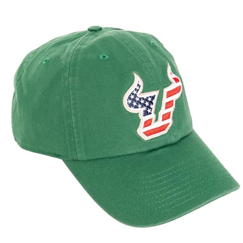 Desert Cactus University of South Florida Baseball Hat USF Bulls Brimmed Embroidered Hats Cap Adjustable Cloth Strap Adult (Style C) Green