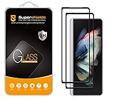 Supershieldz (2 Pack) Designed for Samsung Galaxy Z Fold 3 5G (Front Screen Only) [Not Fit for Galaxy Z Flip 3] Tempered Glass Screen Protector, (3D Curved Glass) Anti Scratch, Bubble Free (Black)