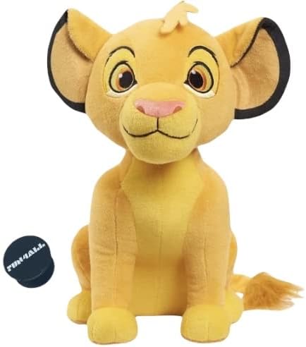 Lion King Simba Plush 12 Inch Figure Toy, The Cute and Cuddly Friend for Your Children, Can Stand Tall, Made with Polyester Fibers, for The Fans, Comes with Fun4All Phone Socket