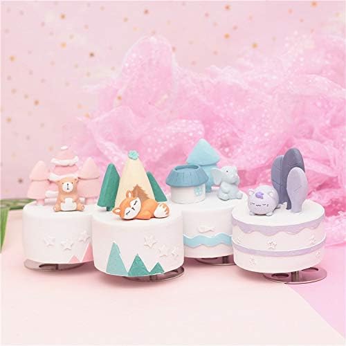 Cartoon Sweet Rotating Music Box Cute Animals Music Box Creative Resin Crafts Gifts for The New Year Home Decoration Modern (Color : A) (B)