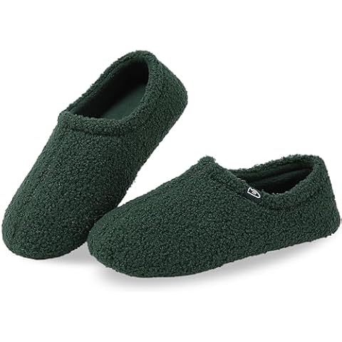 Home Slipper Women's Cozy Slippers Fuzzy Teddy Curly Fur Memory Foam Slippers Lightweight Bedroom House Shoes with Plush Lining Anti-slip Indoor Slippers,Dark Green,US 5/6 Cover