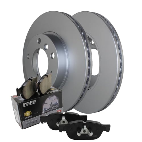 Bison Performance Coated Vented 286mm Disc Rotors and Akebono EURO Ceramic Pad Set Front Brake Kit For BMW E36 E46 318i 318is 318ti 323Ci 323i 323is 325i 325is 328i 328is Z3 E85 Z4