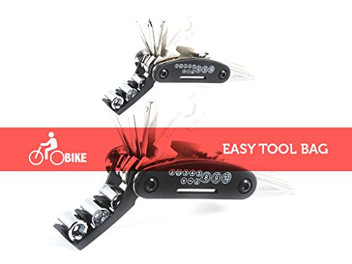 Bike Repair Mini Tool Kits Multifunction Bicycle Mini Fix Tools Bag with Tire Patch Levers (Black Mini)