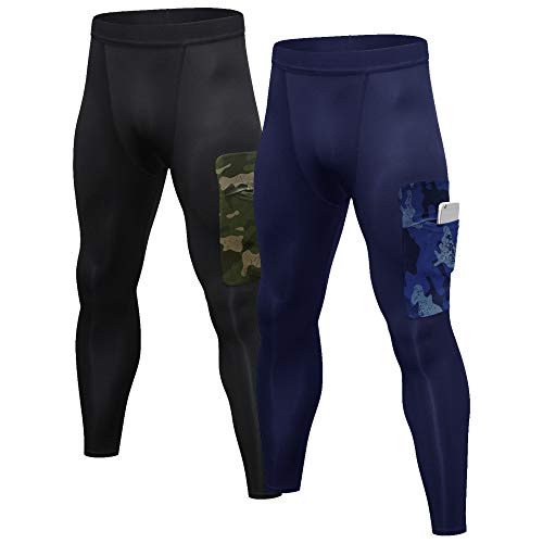Andoer 2 pack calça de compressão masculina de secagem rápida esportes fitness treino corrida joggin