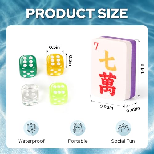 Juego de Mahjong flotante con fichas y dados miniatura 2