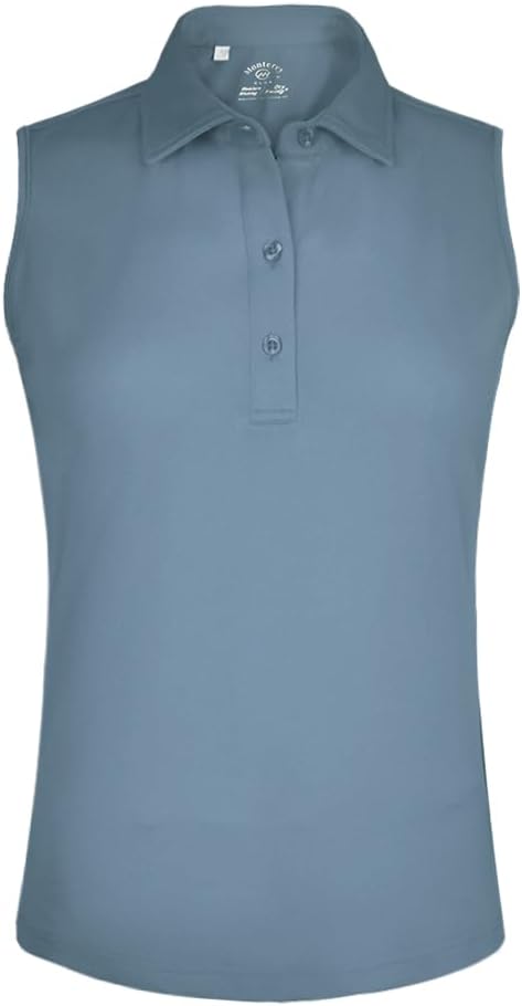 Monterey Club Women's Microfiber Tailored Collar Solid Sleeveless Polo Shirt #4063