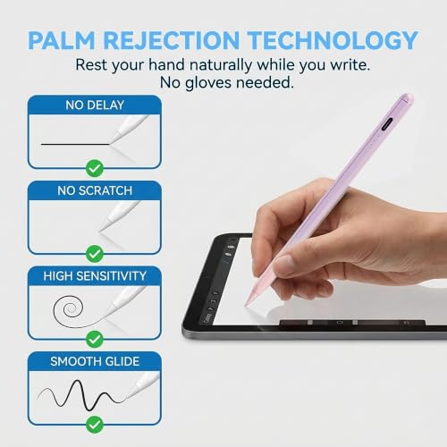 Image of Stylus Pen for iPad 2018-2026, 3X Fast Charging iPad Pencil with Palm Rejection & Tilt Sensitivity, Apple Pencil Alternative No Bluetooth Required Compatible with iPad Pro Air Mini
