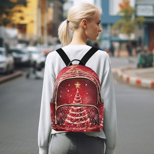 Image of ALAZA Beautiful Christmas Tree Red Women Backpack Purse Ladies Fashion Shoulder Bag Daypack Travel Bag 7.5L