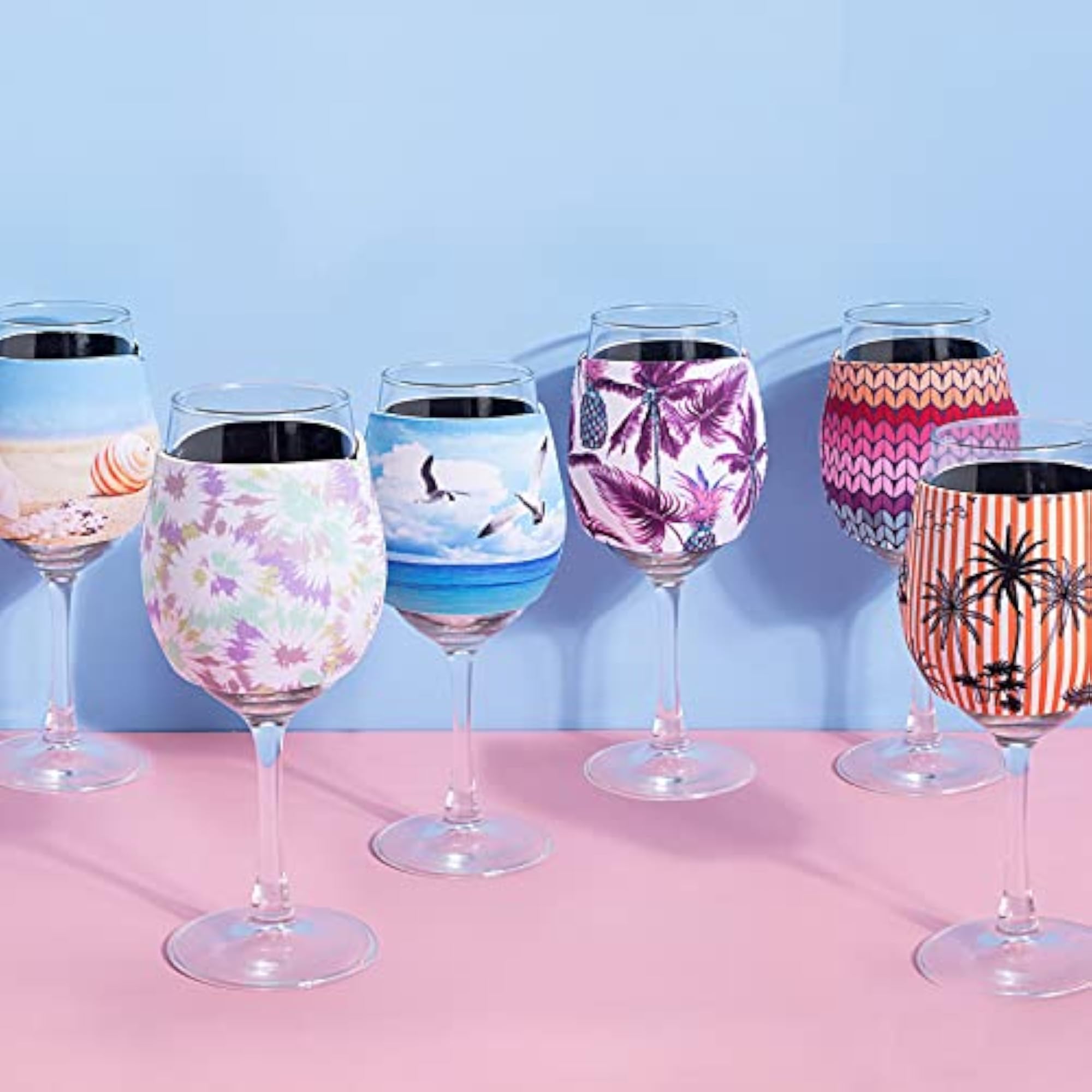 6pcs Wine Glass Sleeve Identifiers for Standard Size Glass