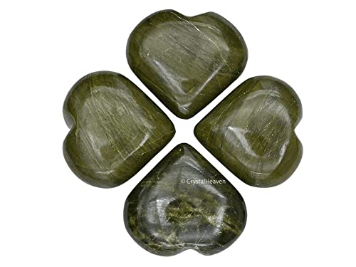 Image of Crystal Heaven Vesuvianite Heart Palm Pebbles Stones For Anxiety Stress Relief Massage - Aaa Grade Original Healing Gemstone Agate Heart Palm Stone For Yoga Meditation Spiritual