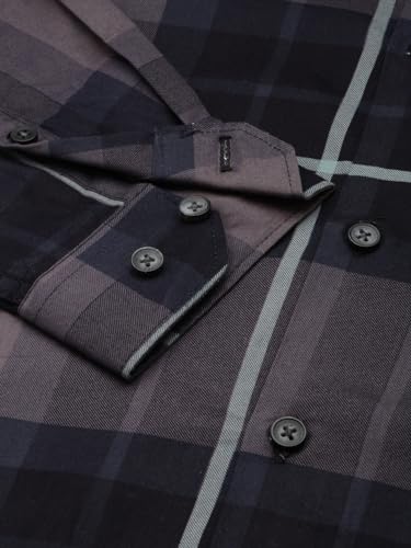 Image of SHOWOFFFF Men Check Print Casual Shirt | Spread Collar Full Sleeves Cotton Shirt for Mens | Slim Fit Regular Length Shirt for Men's