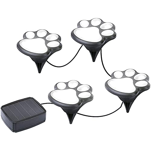 caixy Puppy Paw Print Garten Lichter solarbetriebene Haus und Garten Gehweg Beleuchtung Outdoor Decor Hund Katze Art Light Dekoration Gartenweg Lichter(Weißes Licht) Cover