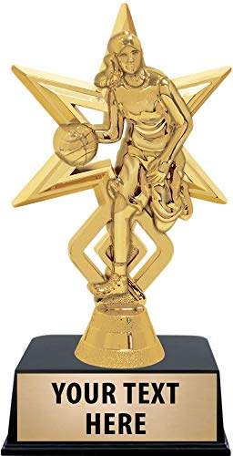 Crown Awards Basketball Trophies with Custom Engraving, 6" Personalized Girls Basketball Dribble Trophy