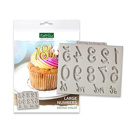 Katy Sue Large Italic Numbers Silicone Mold for Cake Decorating & Crafts. Made in the UK.