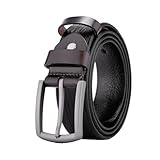 DSHDSGS Vintage-Ledergürtel for Herren mit Dornschließe, Rindsledergürtel for Herren(Coffee,52in-130cm[for90-100kg])