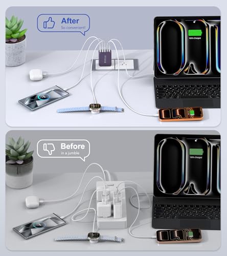 Image of 50W 2-Pack USB C Wall Charger Block, 5-Port C Charger Fast Charging Block PD Power Adapter +QC Multiport Type C Box Brick Cube USB A Wall Plug for iPhone 14 /15 /16 /17 Pro Max,Samsung Galaxy(Purple)