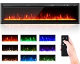 Cheminée électrique 102cm sur Pied, Murale, intégrée, Effet Flamme 9 Couleurs, télécommande, 900W-1800W, Chauffage électrique avec Cristal et Ensemble de bûches