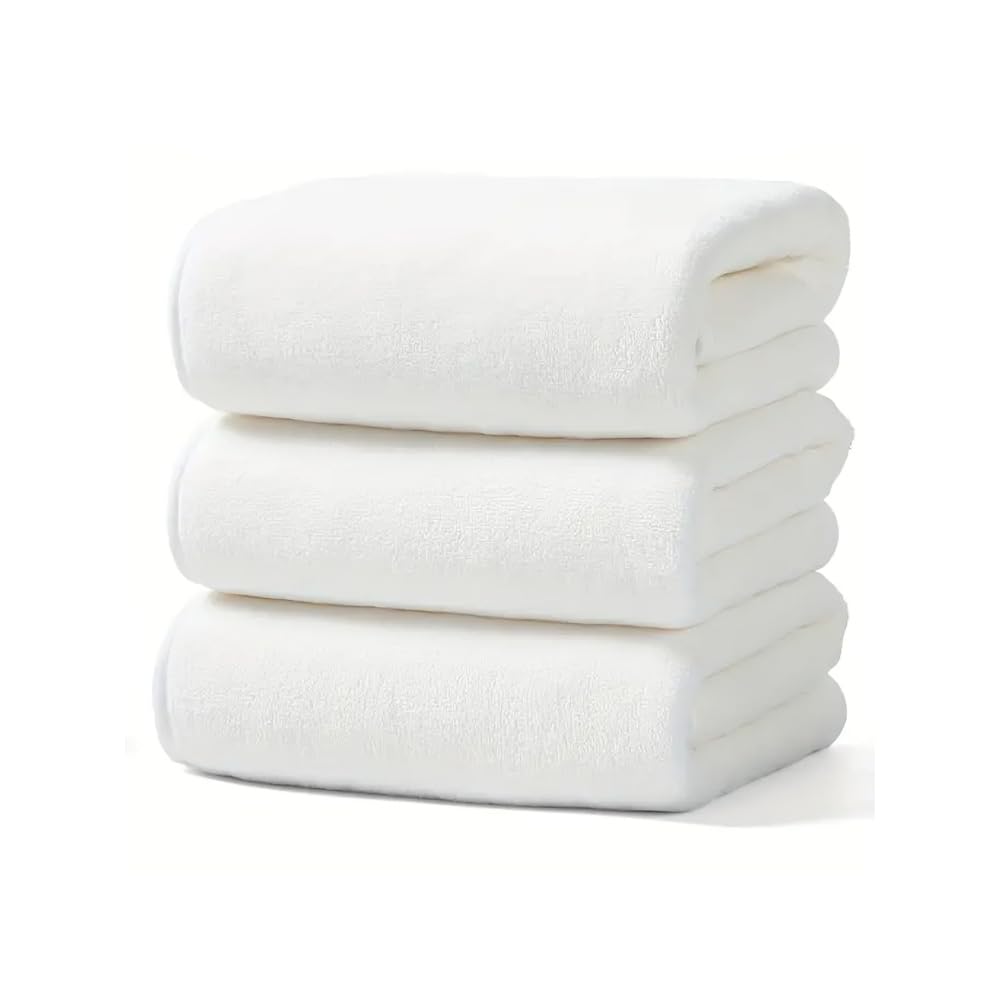 Fabienne 3-Piece Multipurpose Microfiber Gym Towel, Hand Towel, Hair Towel, Car Cleaning Towel, Kitchen Towel Soft and Durable 50x90cm (Off White)