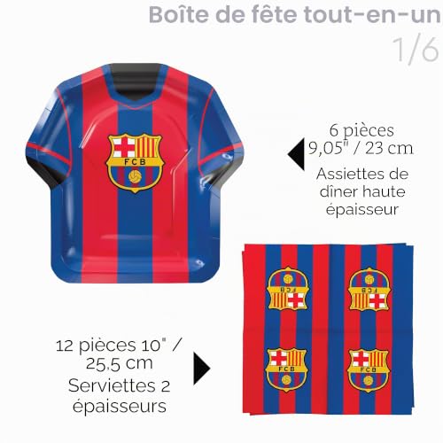 Ensemble de décoration officiel FC Barcelone pour fête, Kit de 77 pièces avec ballons et vaisselle, Pour 6 invités, pour anniversaire et célébrations de match – vue 4