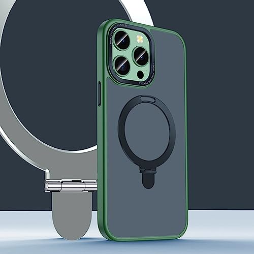 Funda magnética para iPhone 12 Pro con soporte de anillo LVTFCO verde alpino