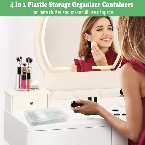 MatFirsmo Cotton Swab Holder for Travel, 4 in 1 Portable Small Dental Floss Holder, Travel Floss Picks Case with Dustproof Lid, Clear Plastic Small Travel Containers for Cotton Bud Hair Ties