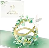 COMOOKA Pop Up Karten zur Konfirmation 3D Konfirmationskarten Fische Konfirmation Geschenke für Mädchen Junge Klappkarte mit Umschlag Geldgeschenke Eukalyptus Geldkarte