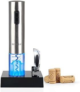 Secura Electric Wine Opener, Automatic Electric Wine Bottle Corkscrew Opener with Foil Cutter, Rechargeable (Stainless Steel)