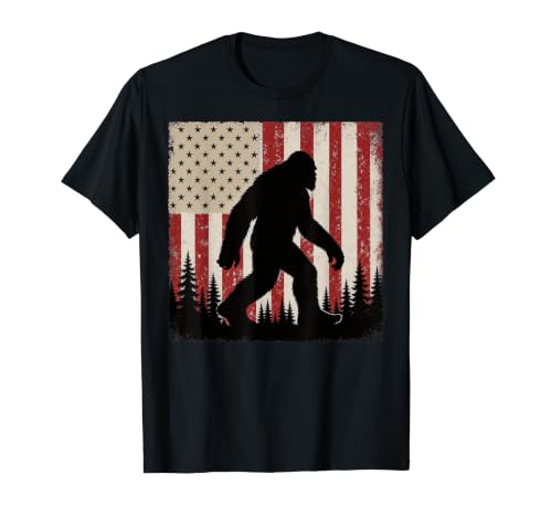 Bigfoot Sasquatch America Flag Patriotic Men Women Kids T-Shirt Graphique avec Valeur