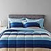 Amazon Basics 7-Piece Lightweight Microfiber Bed-in-a-Bag Comforter Bedding Set - Full/Queen, Blue Stripe