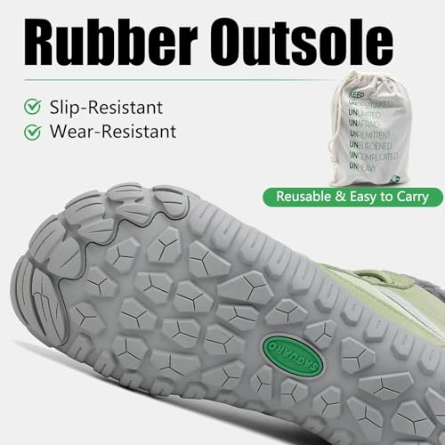 Miniatura 4 de Saguaro Botas De Invierno Mujer Forrados Barefoot Shoes Caliente Botines Con Cordones Nieve Antideslizante, Verde Claro 41