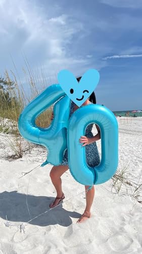 Image of 4 Balloon Numbers Birthday Decorations, 40In Pearl Blue Balloons for Party | Eye-catching Appearance, Perfect Decorative Centerpieces, Convenient Self-sealing Structure, Widely for Various Occasions