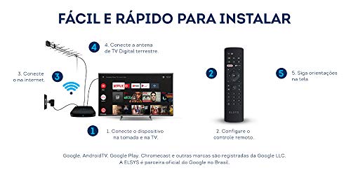 Receptor de TV Via Internet Streaming Box Elsys, Android TV - ETRI02, 4K e Conversor de TV Digital