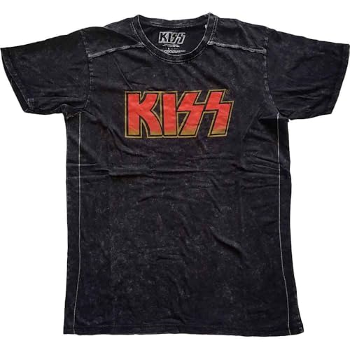 T-shirt Kiss Classic Logo Officiel en coton noir pour homme et femme