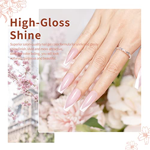 RARJSM Nude Gel Polish Set for French Manicure Nude Sheer Jelly Pink Gel Nail Polish Set 6 Transparent Colors Clear Light Brown Pure White Neutral Nail Varnish LED UV Curing Requires 7.5ml - Image 4