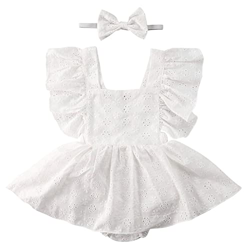 Image of Toddler Baby Girl Infant Comfy Cotton Linen Lace Princess Overall Dress Sundress