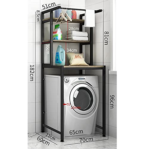 バスルームストレージシェルフ、洗濯機の貯蔵所は、トイレの上に立っている床、厚くなった炭素鋼フレーム3層ワシンシェルフ、独立したワシン貯蔵ラック/黒(黒)