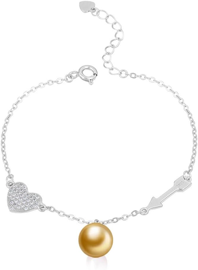 Wife Jewelry Gifts - Genuine South Sea Golden Pearl Jewelry Bracelet for Women, Birthday Jewelry for Girlfriend, Valentine's Day for Wife, Mother's Day for Mom Grandma, Gifts for Her NO33680
