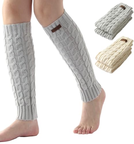 Cable Knit Ankle Warmers - Winter Boot Cuffs for Women - Warm Calf Leg Warmers